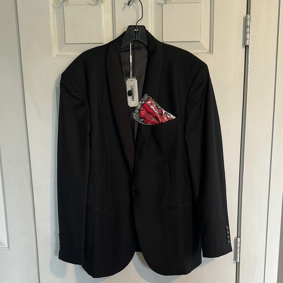 NWT CooFandy Black Suit with red bow tie Jacket size large men’s - Picture 1 of 6